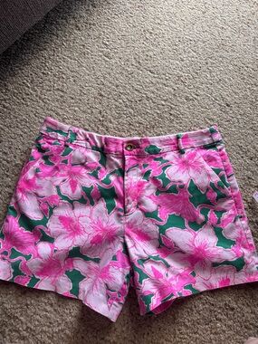 Lilly Pulitzer Pink & Green Floral Gretchen High Rise Shorts
